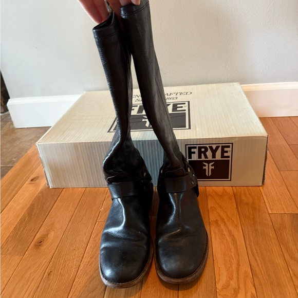Frye Dark Leather Riding Boots - Picture 2 of 8